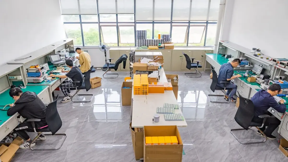 Electronics laboratory — ESD workstations and test instruments