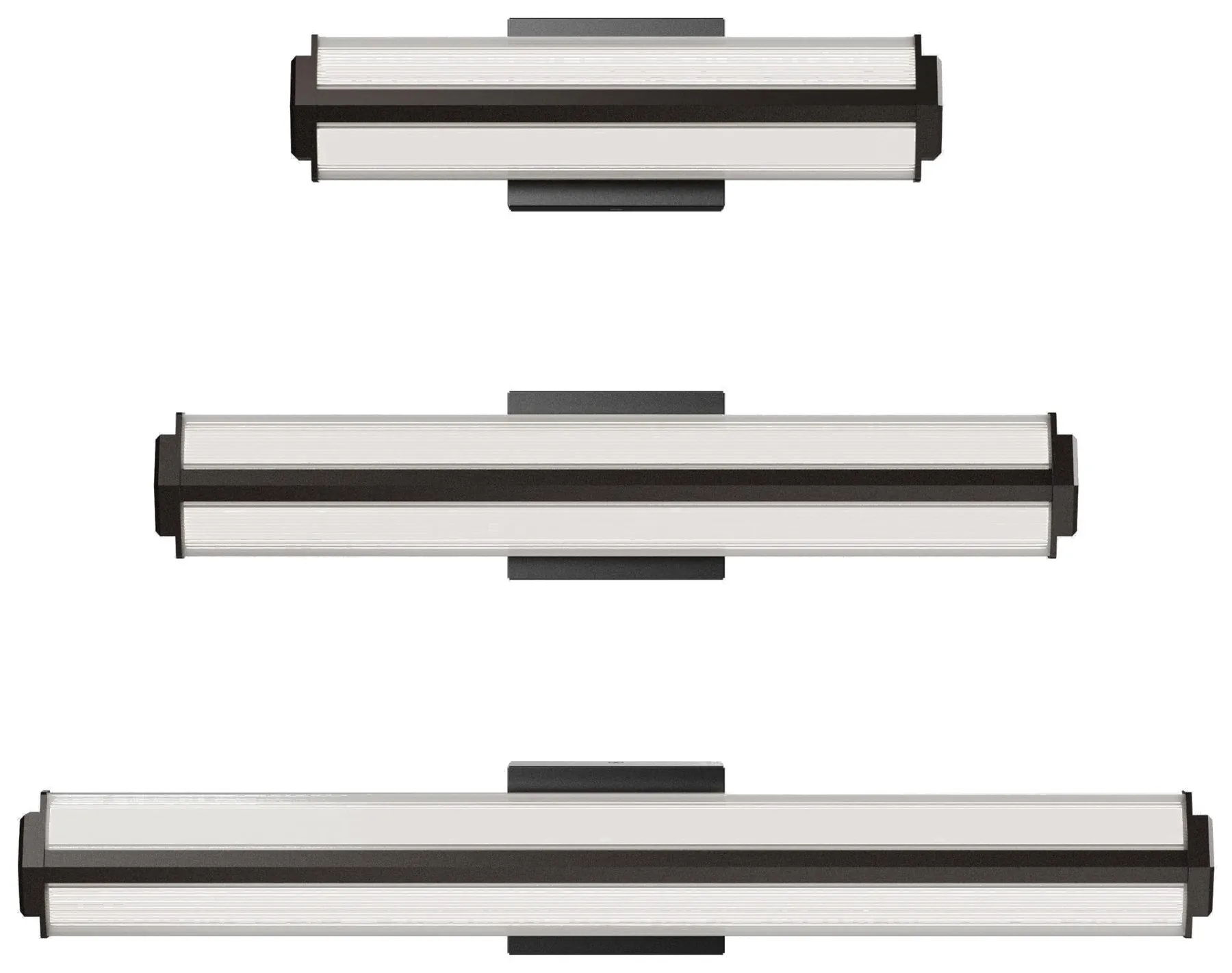 Mirror luminaire in three long-form lengths: 36×8 / 52×8 / 70×8 cm